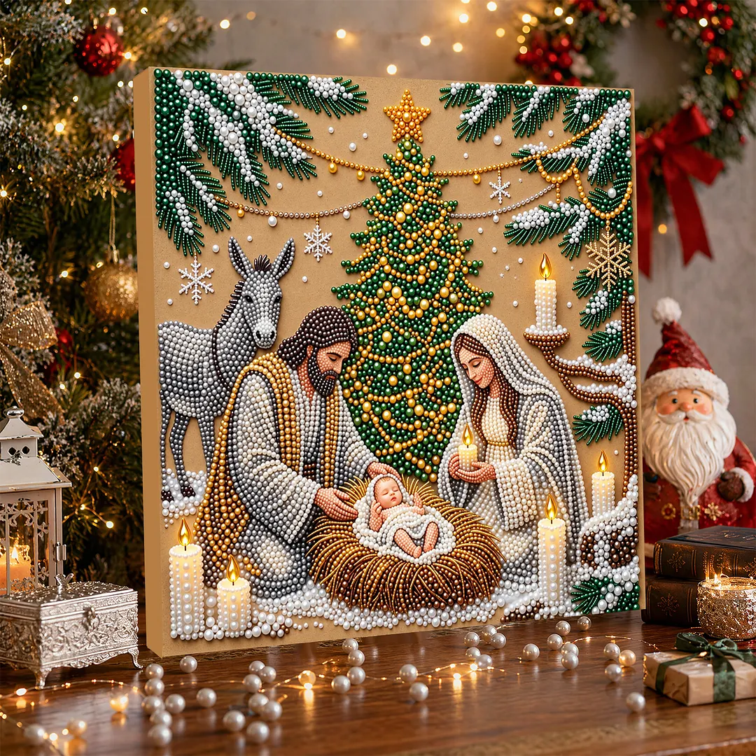 Framed Pearl Painting Kit Holy Family Christmas 7.87x7.87in