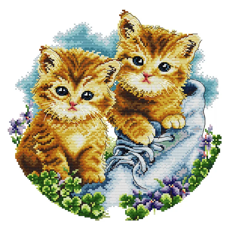 Cat 11CT Printed Cross Stitch Kits (42*42CM) fgoby