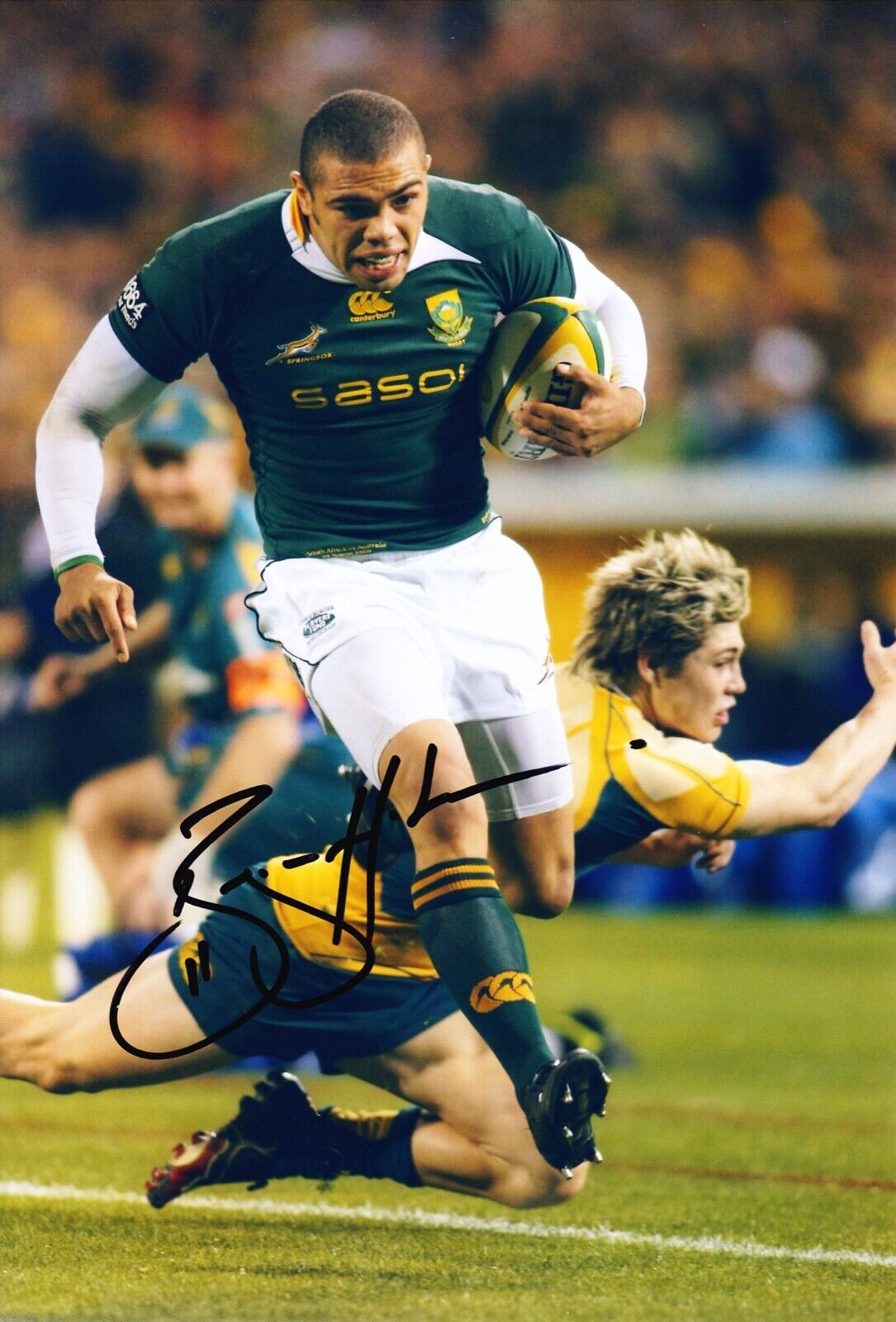 Bryan Habana Signed 12X8 Photo Poster painting SPRINGBOKS South Africa AFTAL Certificate COA (D)