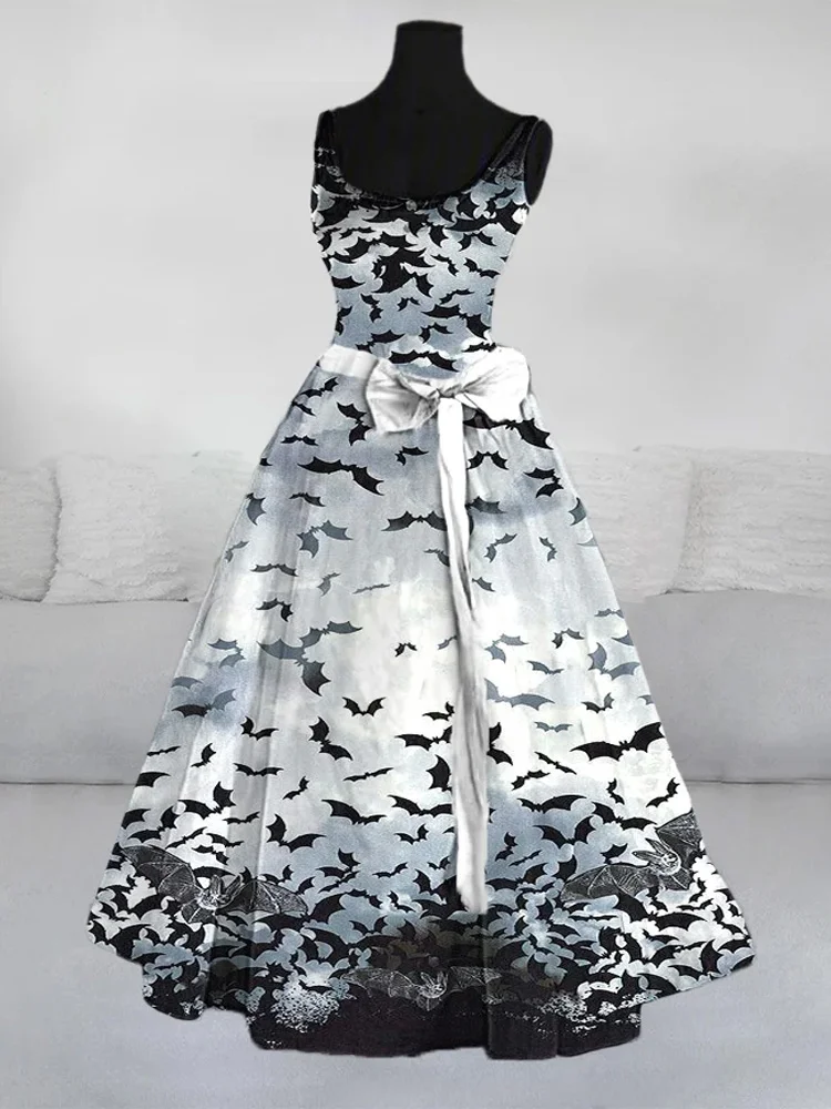 Comstylish Women's Halloween Bats Print Dress