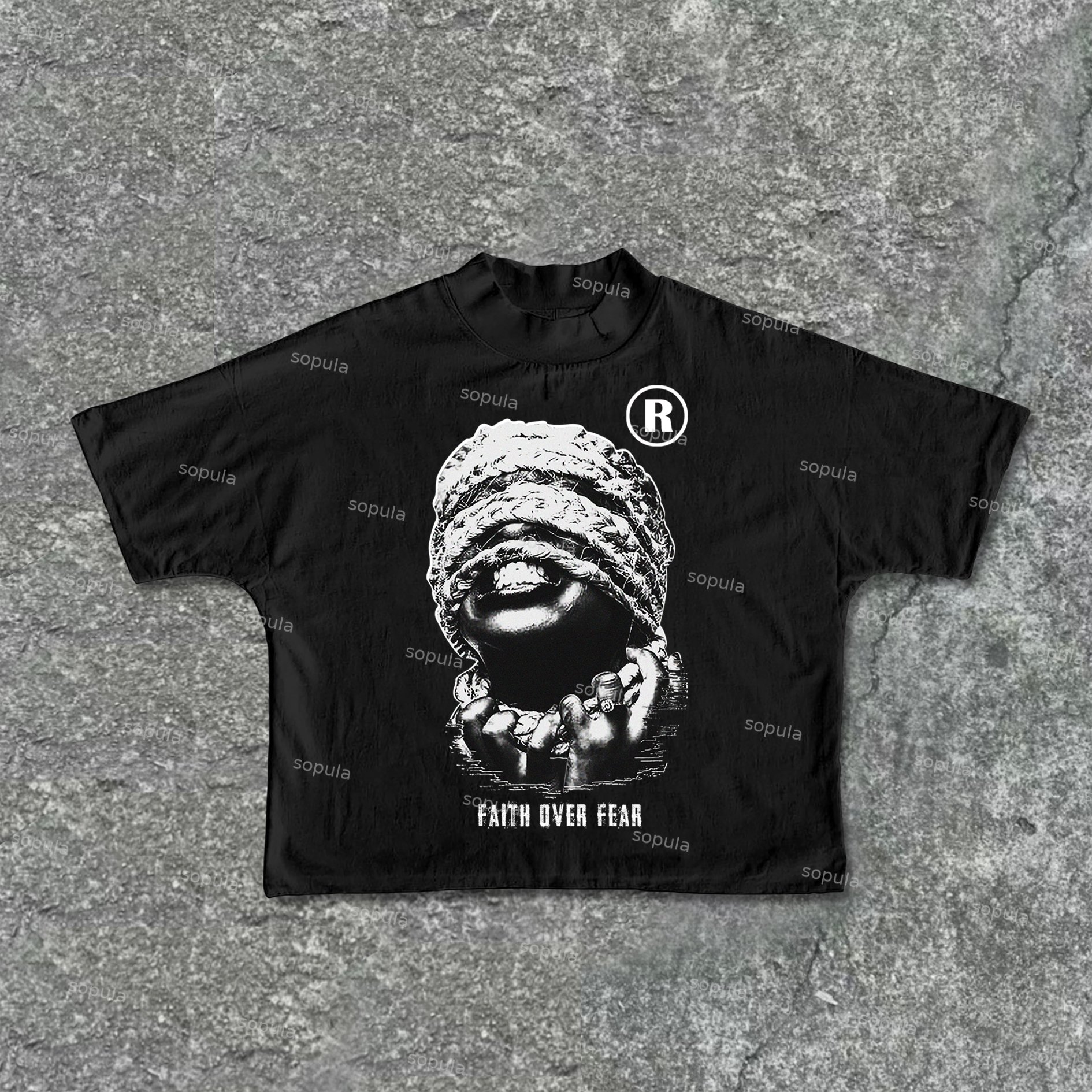 Sopula Mummy Faith Over Fear Graphic Print Cropped T-Shirts - Sopula ｜Premium Graphic Tees & Graphic Streetwear