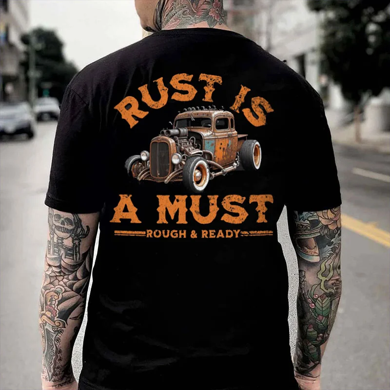 RUST IS A MUST Classic Car Print Men's T-shirt
