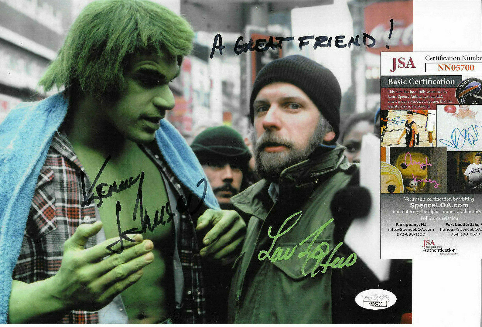Lou Ferrigno & Kenneth Johnson Signed 8x10 Photo Poster painting, The Incredible Hulk, JSA COA