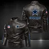 Men's Cowboy Team Retro Washed Distressed Leather Jacket Coat