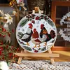 Chicken-DIY Embroidery Kit with Pattern Cotton Threads Needles Hoop 25*25cm/9.84*9.84in