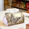 Retro Butterfly DIY PULeather Diamond Painting Tissue Box for Adults Beginners Gem Art Painting Napkin Holder for Living Room Bedroom Bathroom Table Decor