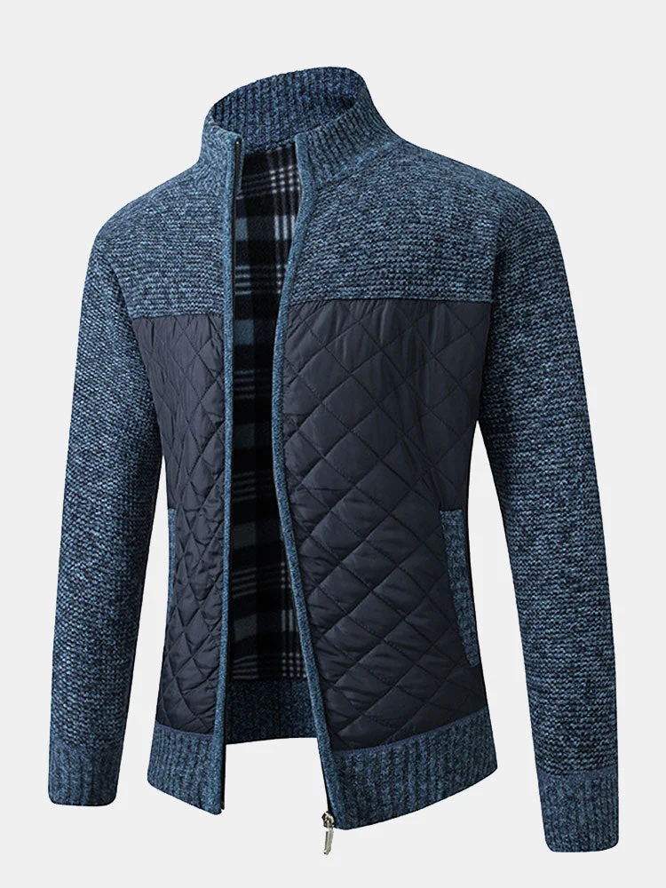 Quilted Patchwork Zip Up Sweater