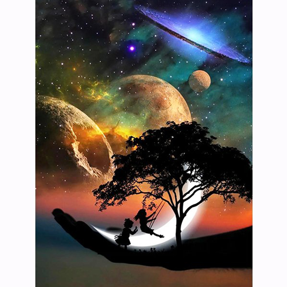 

(Multi-Size) Starry Sky Silhouette - Round/Square Drill Diamond Painting 30*40CM/40*50CM, Round diamond 30*40cm, 501 Original