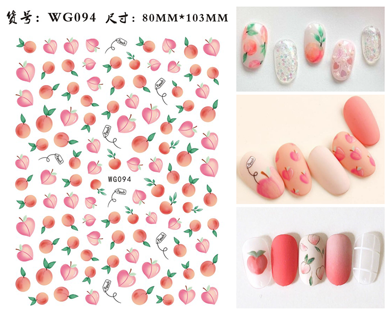 Churchf Art Stickers Accessories New Style Nail Stickers Peach Blossom Cute Stickers Waterproof Stickers Fruit Nail Decorations