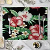  Green Leaves Pattern Western Pad 42x32cm Cotton Linen Placemat Insulation Dining Table Mat Bowls Coasters Kitchen Accessories 