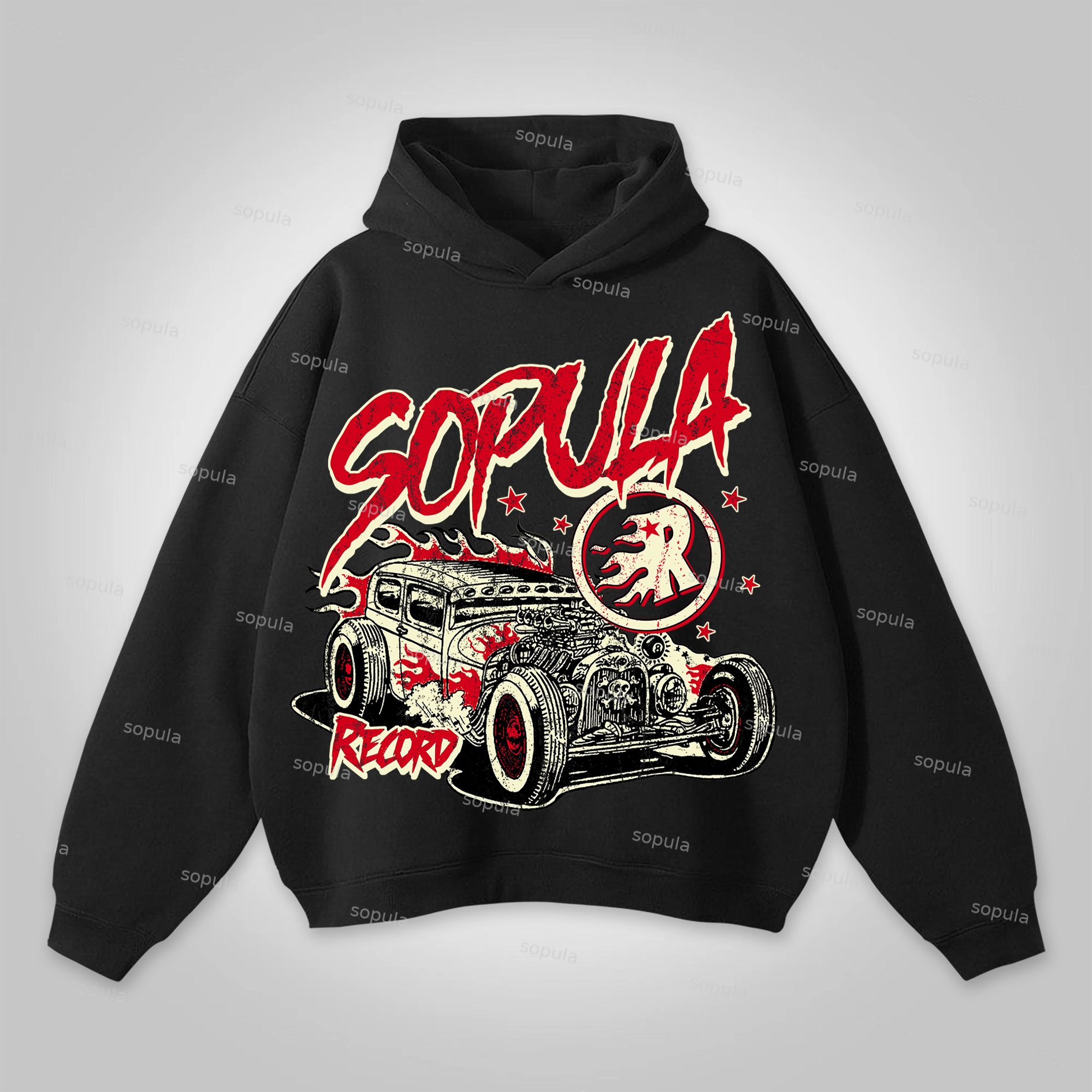 Sopula Fun Flame Car Graphics Print Hoodie