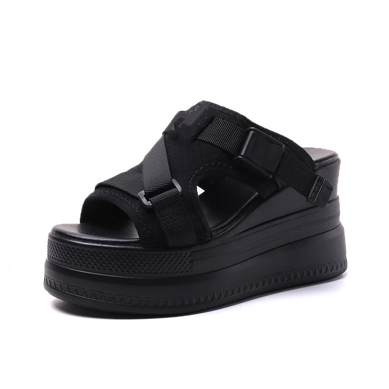 Women's Fashion Thick Bottom Inside High External Slope With Slippers-PABIUYOU- Women's Fashion Leader
