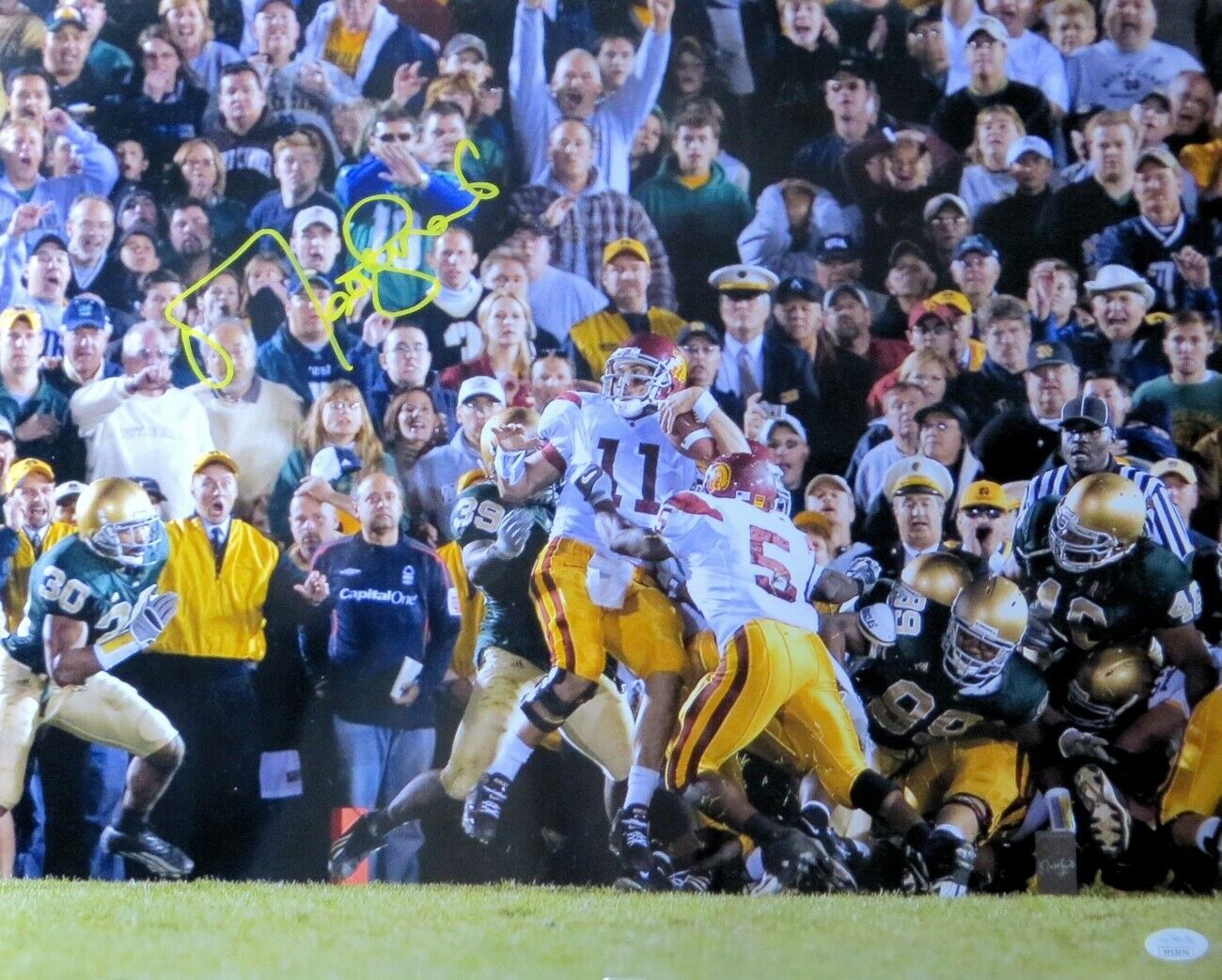 Matt Leinart Autographed 16X20 Photo Poster painting USC Trojan Bush Push Rose Bowl Yellow JSA