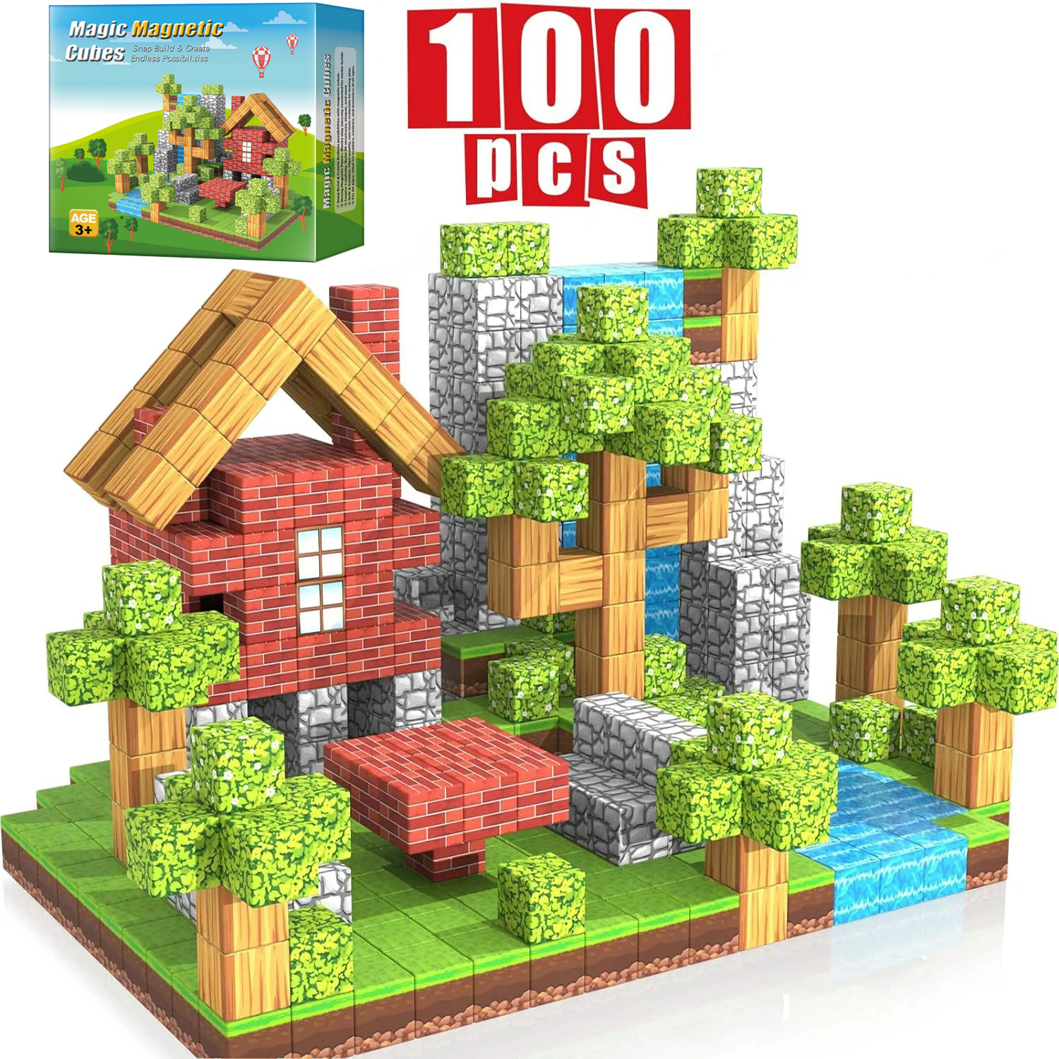 Tegooe 100PCS Magnetic Building Blocks Set - STEM Educational Toy for Kids