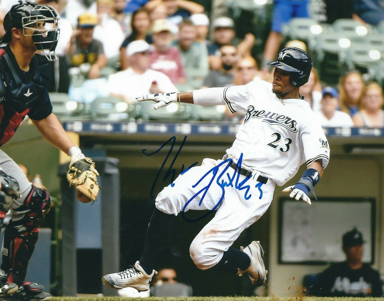 Signed 8x10 KEON BROXTON Milwaukee Brewers Autographed Photo Poster painting - COA