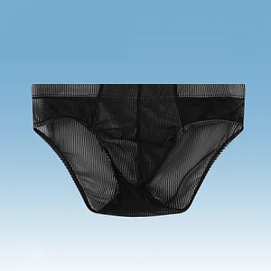 Men's Low-Waist Sexy Transparent Ice Silk Briefs