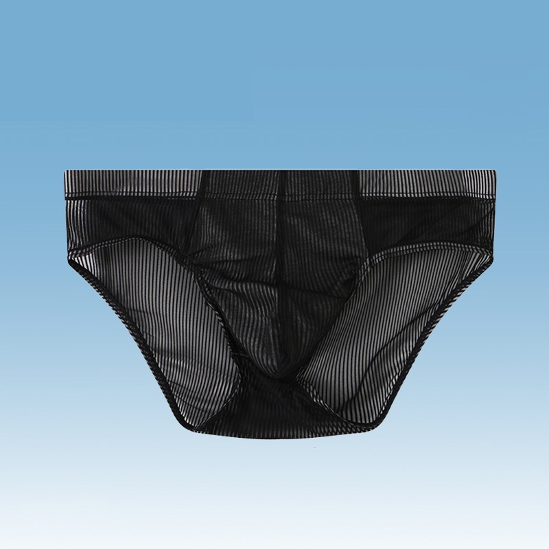 Men's Low-Waist Sexy Transparent Ice Silk Briefs