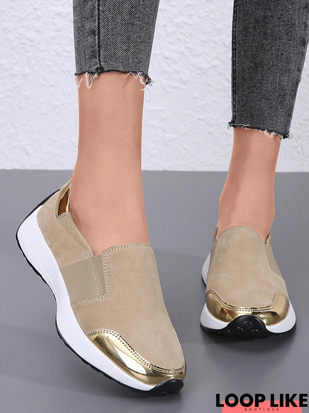 Casual Color Block Slip On Walking Shoes