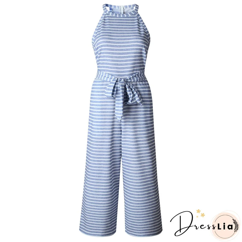 Striped Vacation Casual Jumpsuit