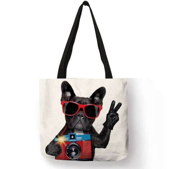 Linen Eco-friendly Tote Bag -  Bad Biker Dogs
