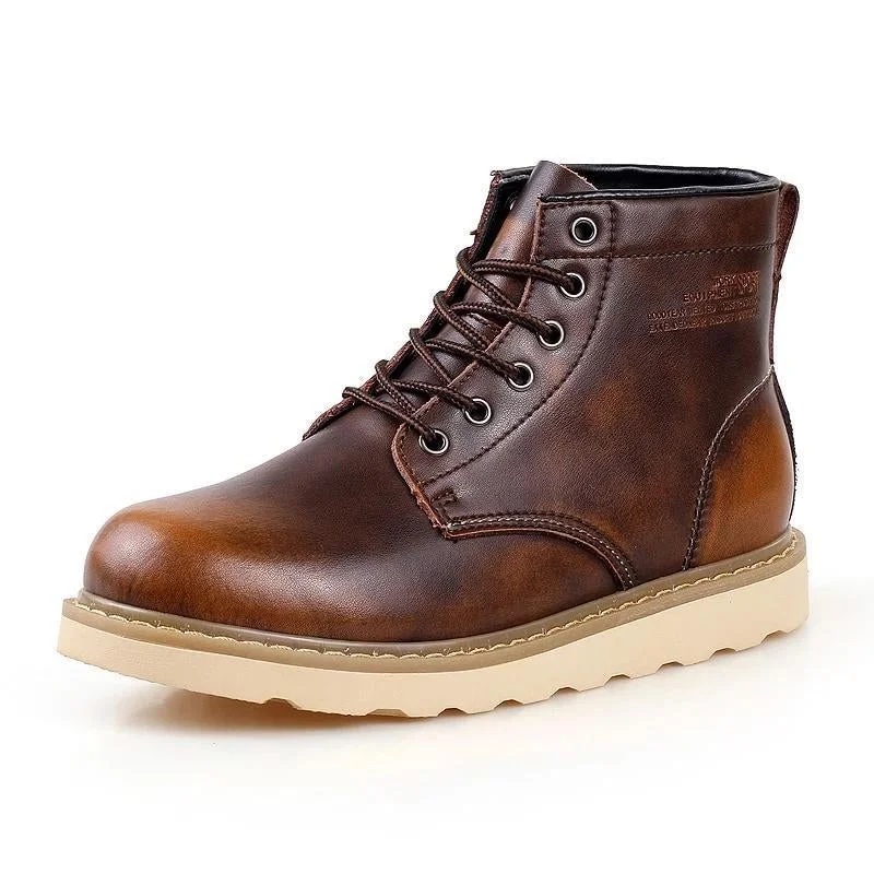 Pu Leather Men Boots British Style Men Casual Shoes Increase Soft Spring Autumn and Winter Man Shoes Ankle Boot Men Snow Shoe Work