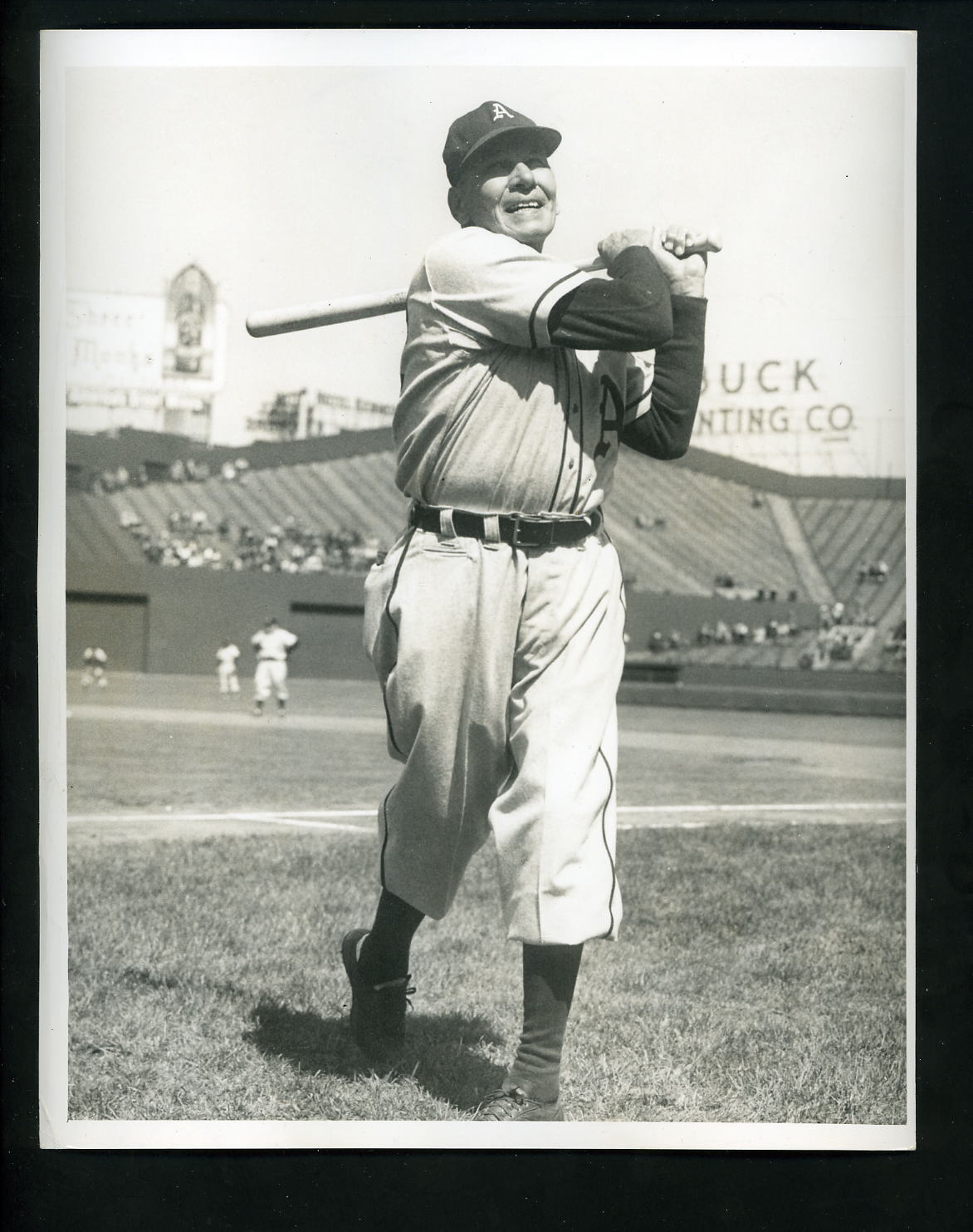 Chief Bender with bat c. 1930's The Sporting News Press Photo Poster painting Philadelphia A's