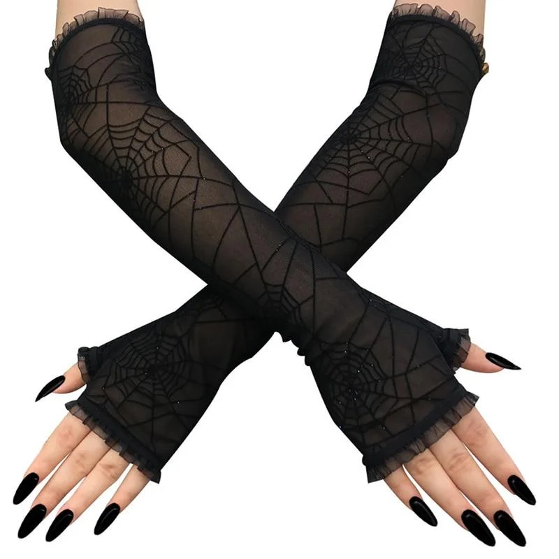 Gothic Harajuku Death Trap Sheer Gloves