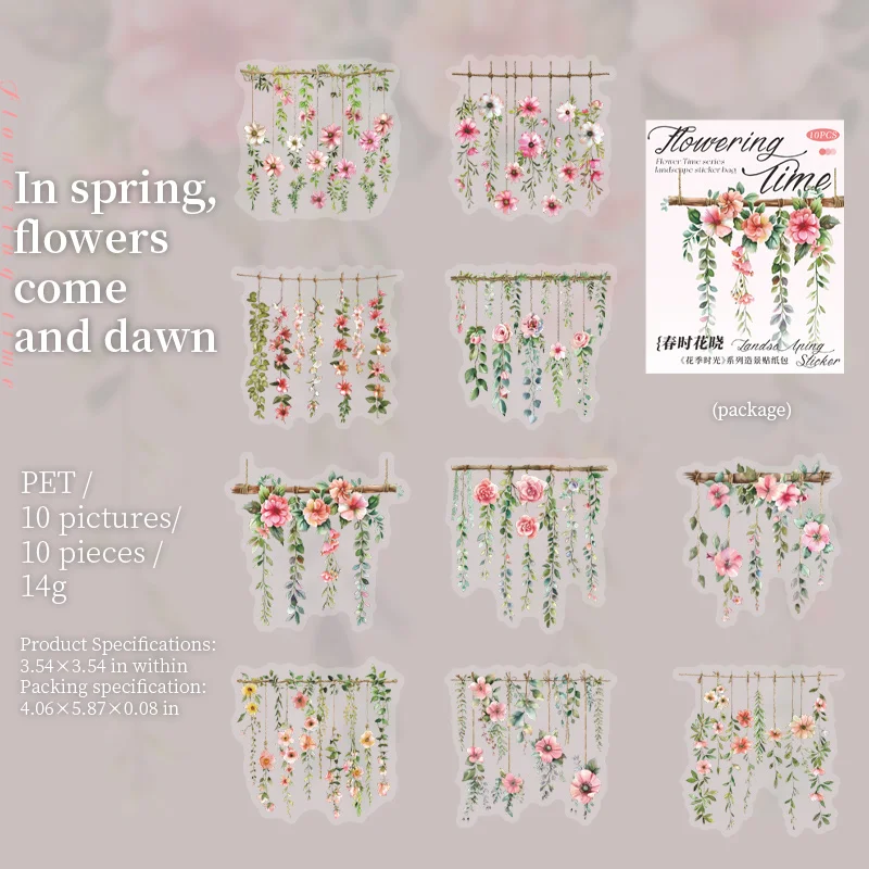 Journalsay Flowering Time Series Vintage Flower Landscaping PET Sticker 