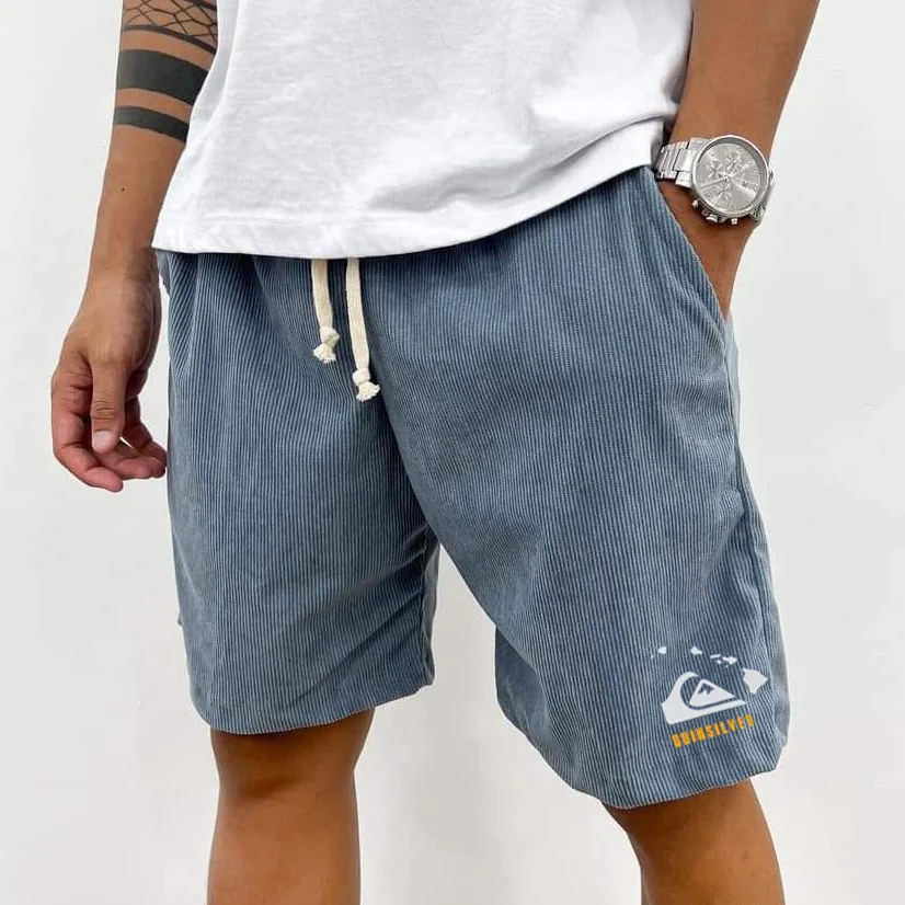 Men's Retro Casual Printed Corduroy Shorts-barclient