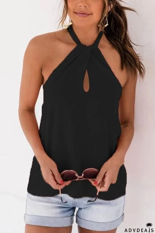Solid Halter Neck Blouse