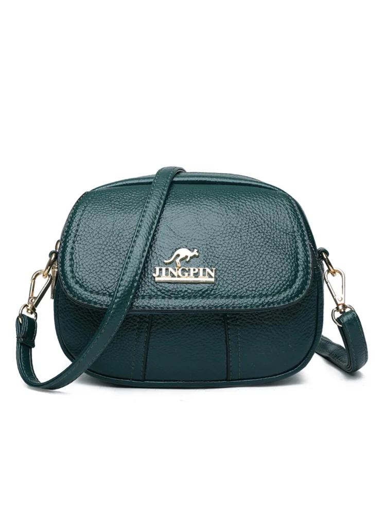Retro Women PU Shell Shoulder Messenger Bag Multi Layers Handbags (Green)