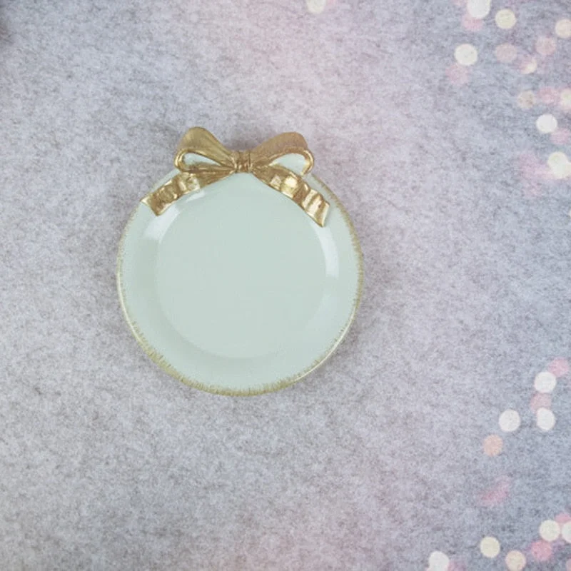 1PCS Resin rectangle Bowknot plates ice cream bowls Decoration Crafts Snack candy storage tray Jewelry dish Snack dish Gifts