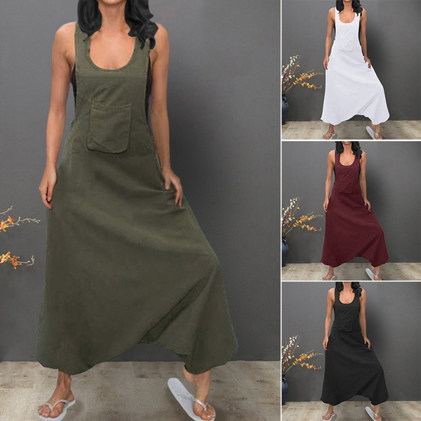Women Sleeveless Baggy Long Vest Jumpsuits Playsuits Romper Pants Plus Size