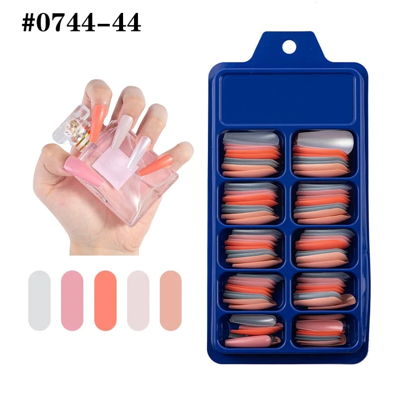 Lamemoria 100/500pcs/opp/box Fake Nails Coffin Nail Tips Press on Nails Natural Clear Long Ballerina DIY False Nail Full Cover-Nail Inspo