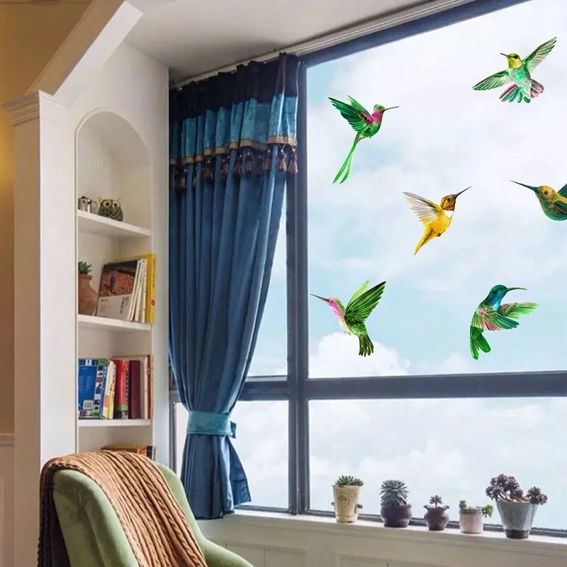 Simulation 3D Glass Electrostatic Sticker 12pcs Bird Anti-collision PVC No Glue Removable Window Decoration Film Home Decor