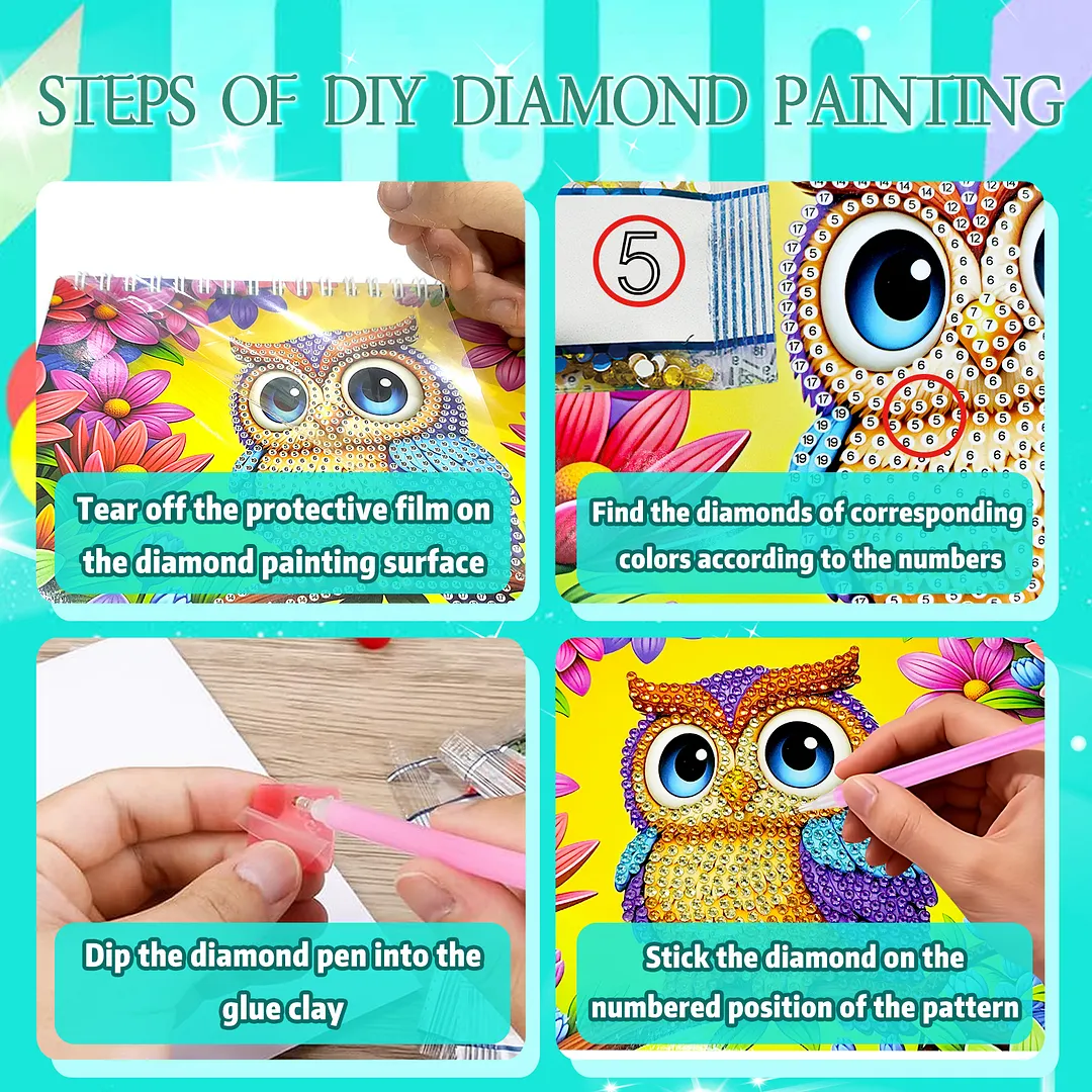 Elephant Diamond Art Monthly Flip Tabletop Calendar January 2027 - December 2028 Small Desktop Calendar Planner 24 Months for Living Room Bedroom Office Desk Gift Giving