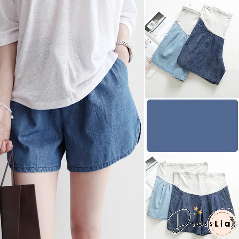 Maternity Pregnancy Women Pregnant Summer Denim Shorts Over Bump Pants Casual