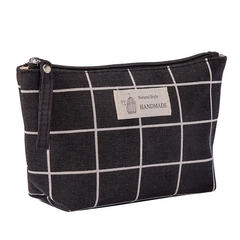 Multifunctional Canvas Makeup Bags Travel Lady Storage Bag Ladies Wash Bag Fabric Zipper Coin Purse Cosmetic Storage Bag