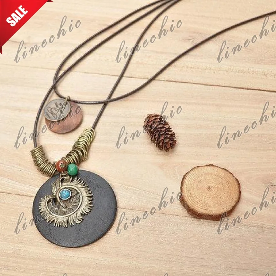 Casual Round Alloy Vintage Sweater Necklace