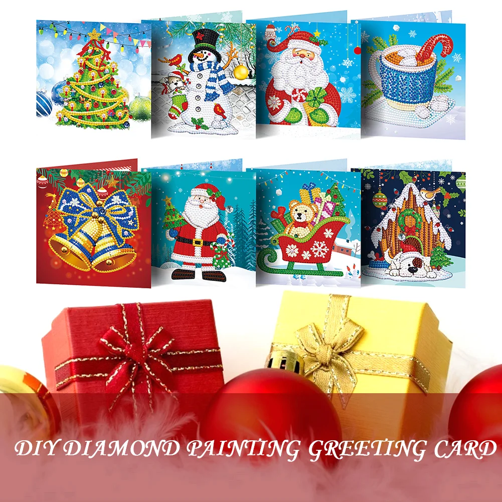 8pcs DIY Special Drill Diamond Painting Christmas Card