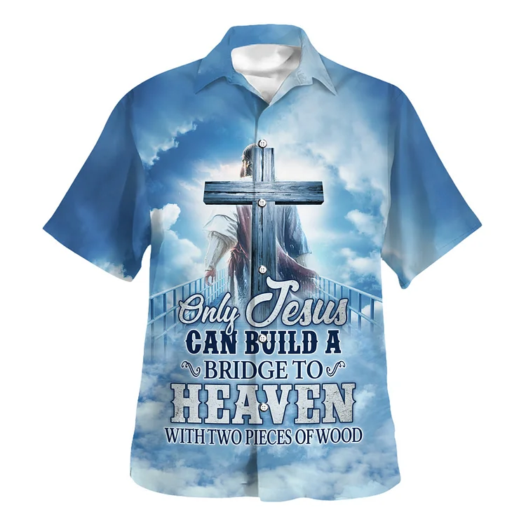 BrosWear Jesus Letter Printed Casual Short Sleeved Shirt