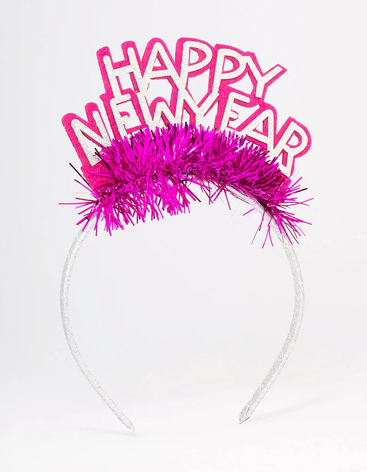 Pink & Silver Fabric New Year Headband