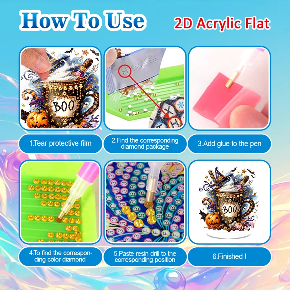 2D Flat Halloween DIY Diamond Painting Desktop Ornaments Kit for Decor (Dessert)