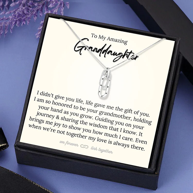 To My Granddaughter Forever Linked Together Necklace in Silver Gift Set