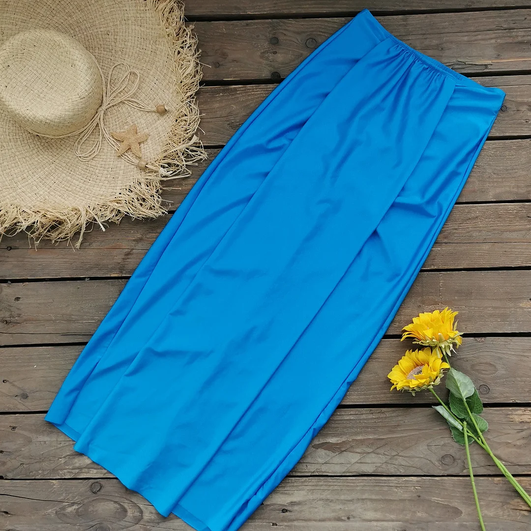 Uveng 2025 New Solid-Color Swimsuit Female Sleeves Hollow Half-Dress Two-Piece