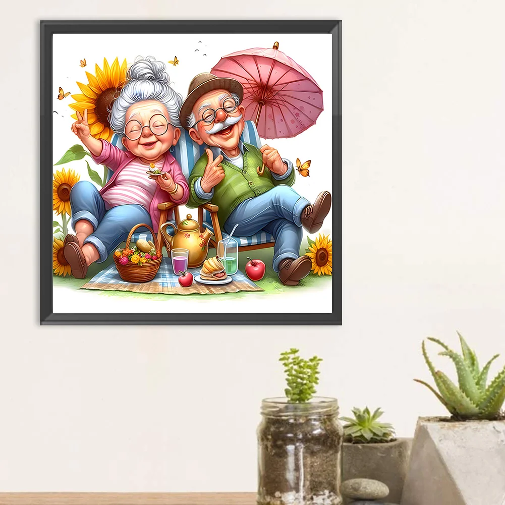 Diamond Painting - Full Round Drill - Old Couple(Canvas|30*30cm)