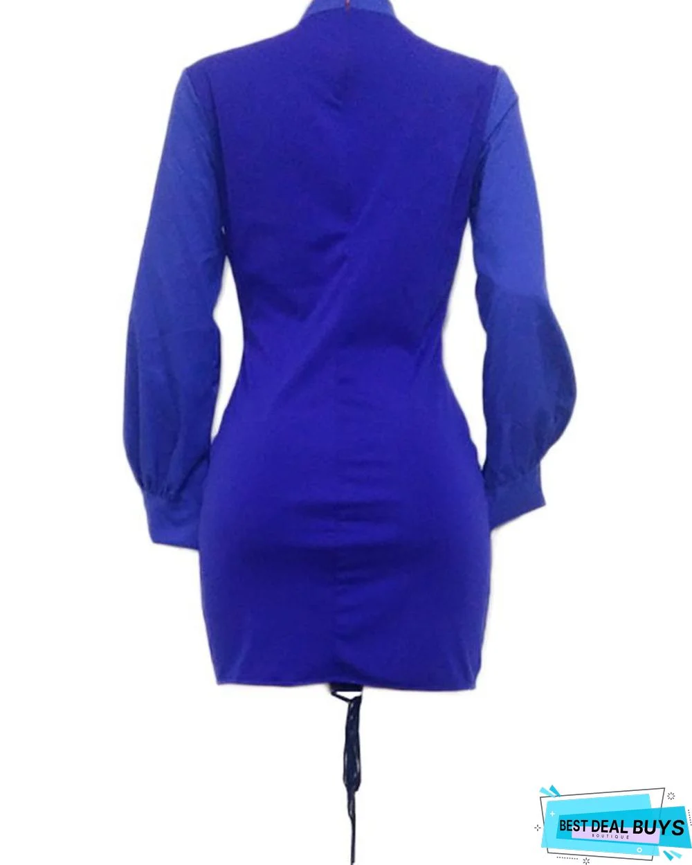 Grommet Lace-up Lantern Sleeve Bodycon Dress