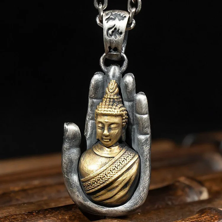 Sterling Silver Zodiac Fearless Seal Bodhisattva Pendant Necklace