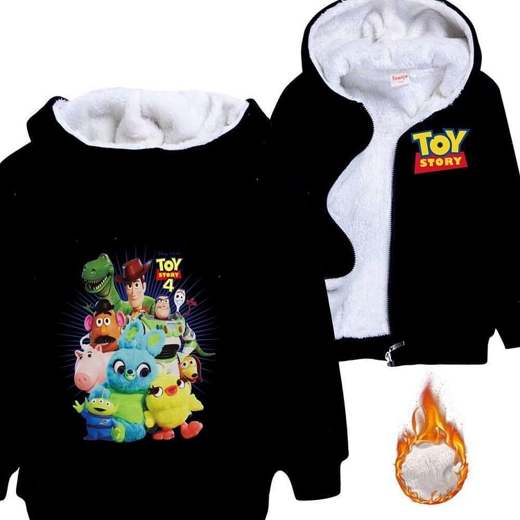 Toy Story 4 Print Boys Girls Zip Up Fleece Lined Winter Cotton Hoodie-Mayoulove