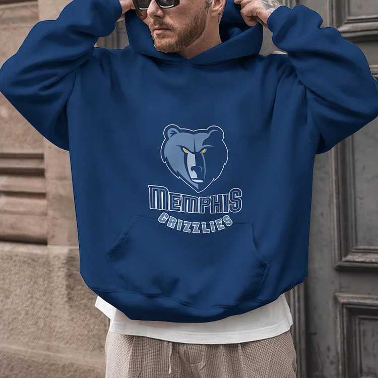 Memphis Grizzlies Printed Hooded Pocket Pullover Hoodie